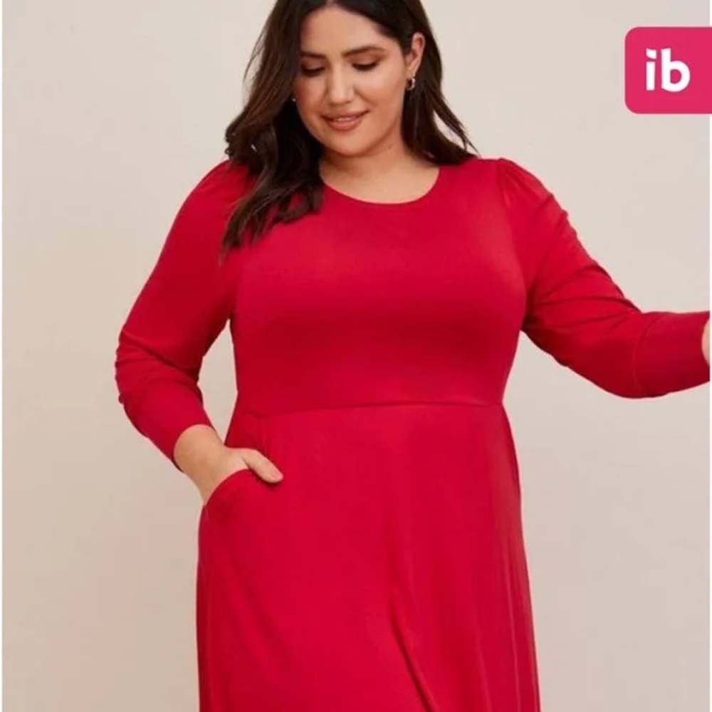 TORRID SUPER SOFT MINI KNIT PUFF SLEEVE SKATER DRESS PLUS SIZES 2